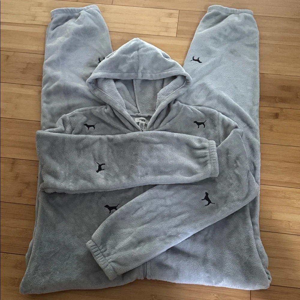 PINK Victoria's Secret Gray Fleece Onesie